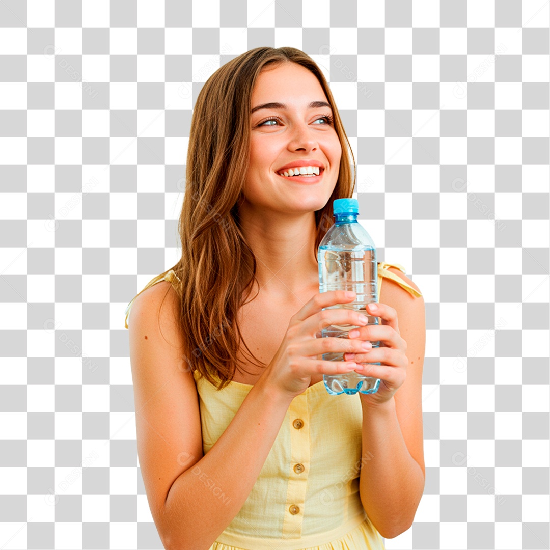 Mulher Segurando Garrafa PNG Transparente
