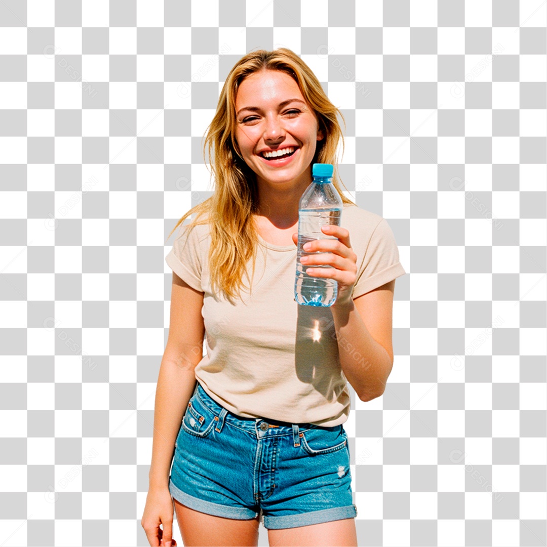 Mulher Segurando Garrafa PNG Transparente