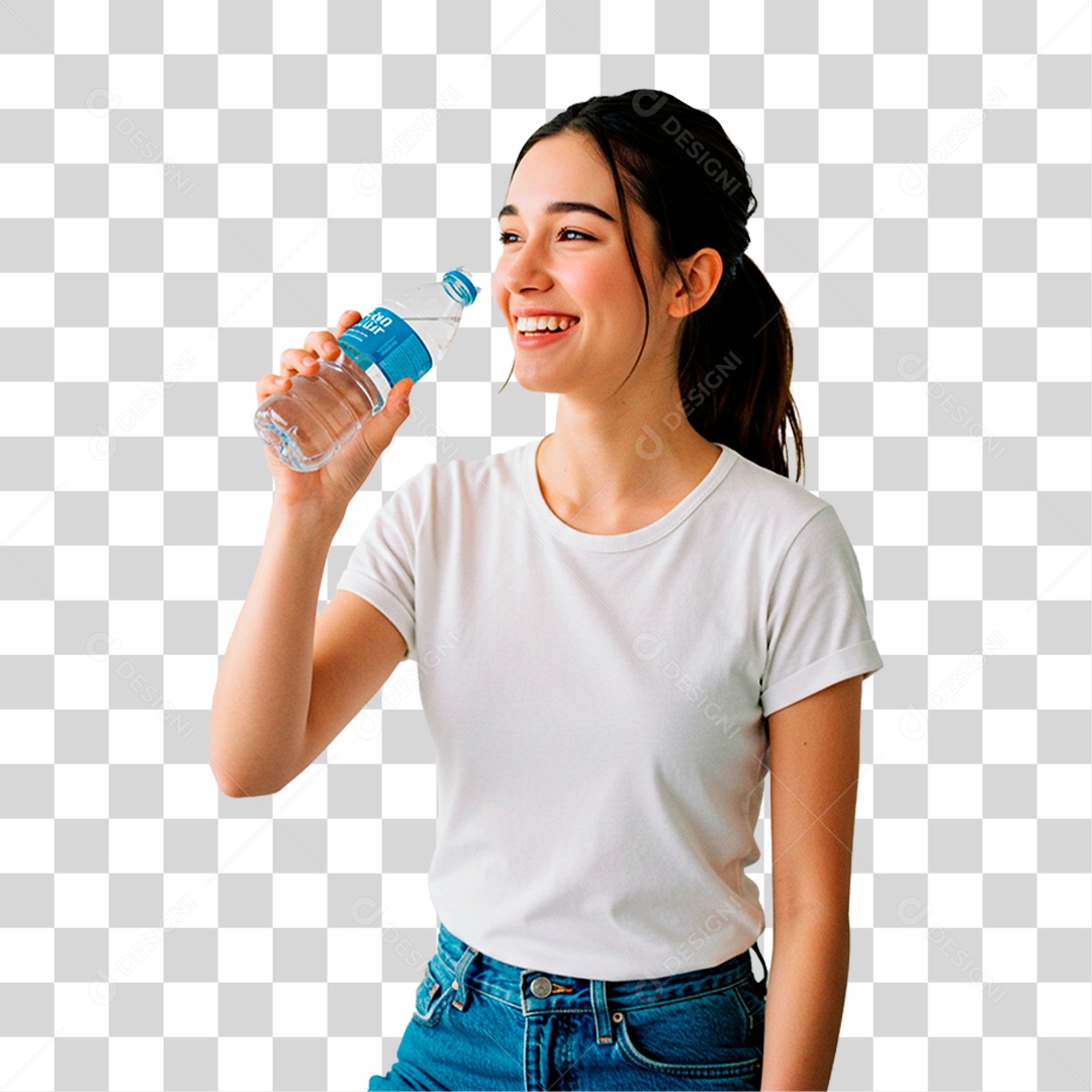 Mulher Segurando Garrafa PNG Transparente