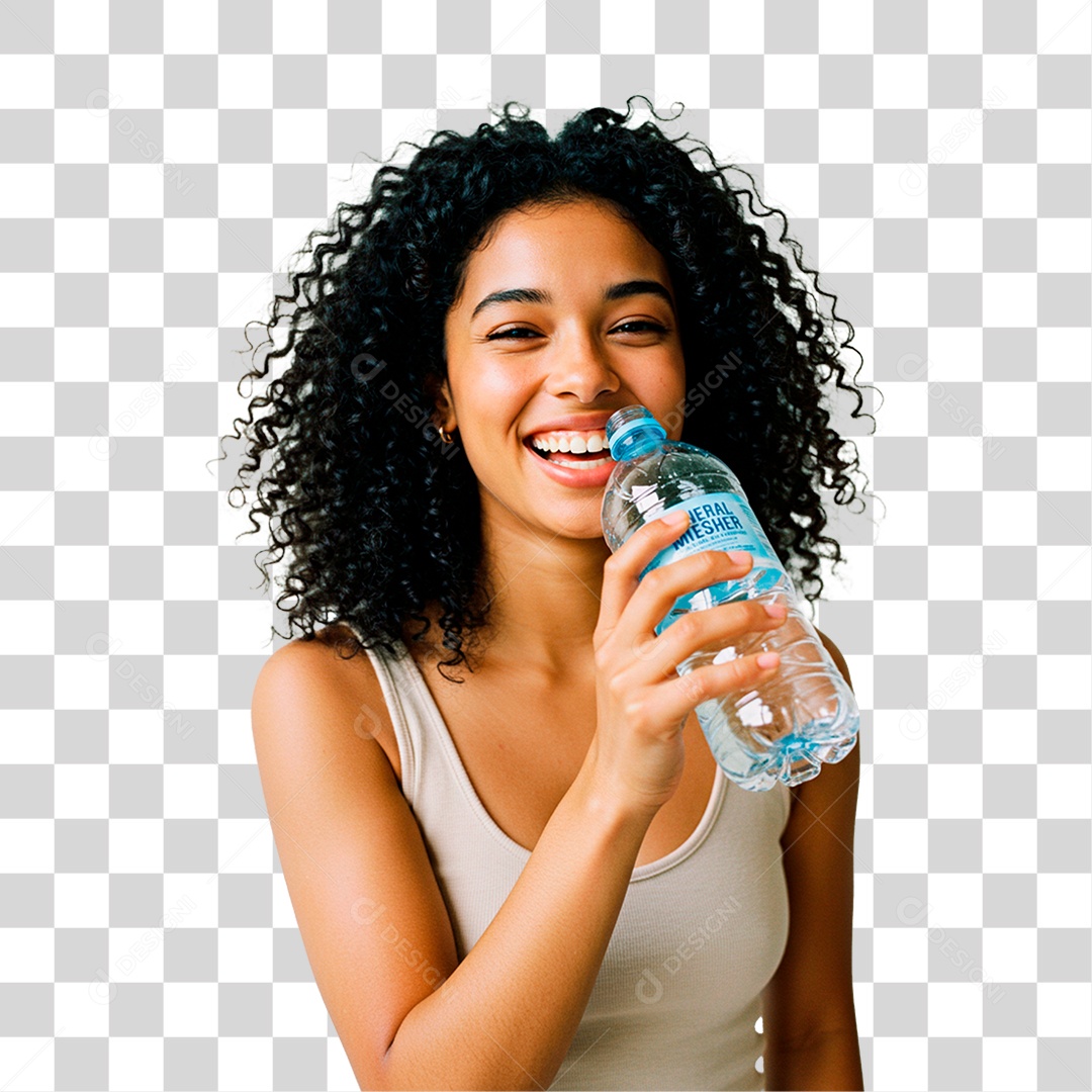 Mulher Segurando Garrafa PNG Transparente