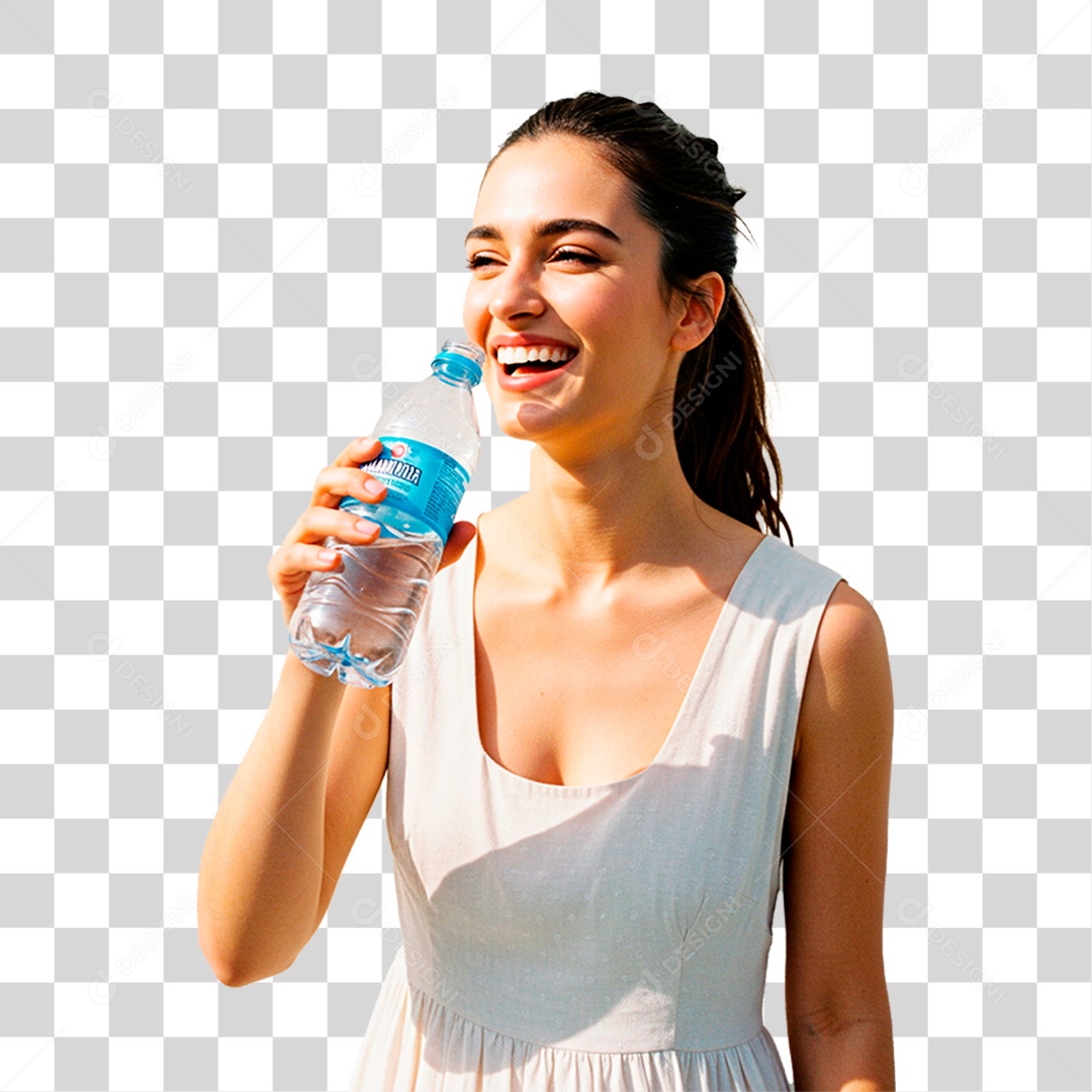Mulher Segurando Garrafa PNG Transparente