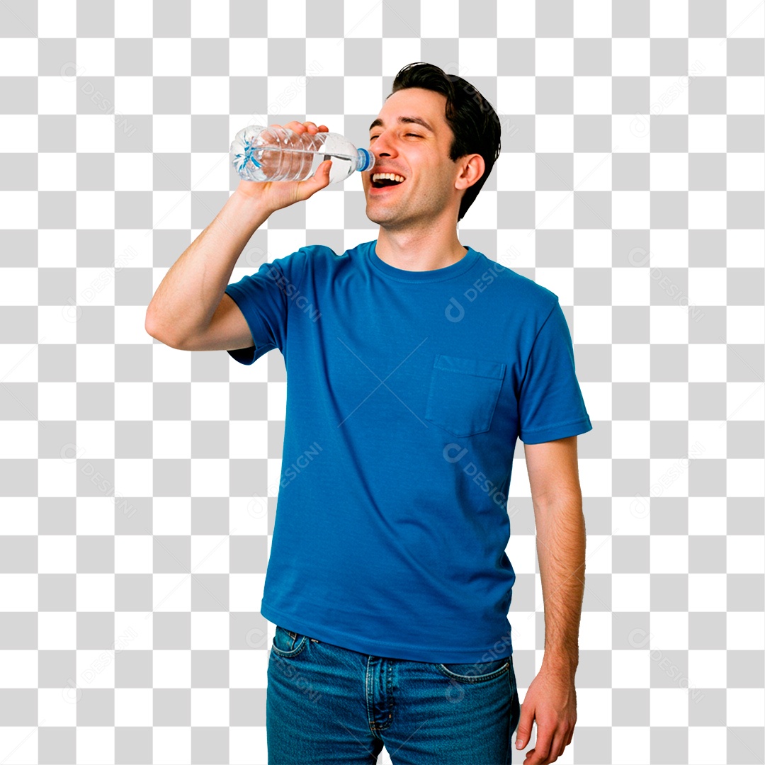 Homem Segurando Garrafa PNG Transparente