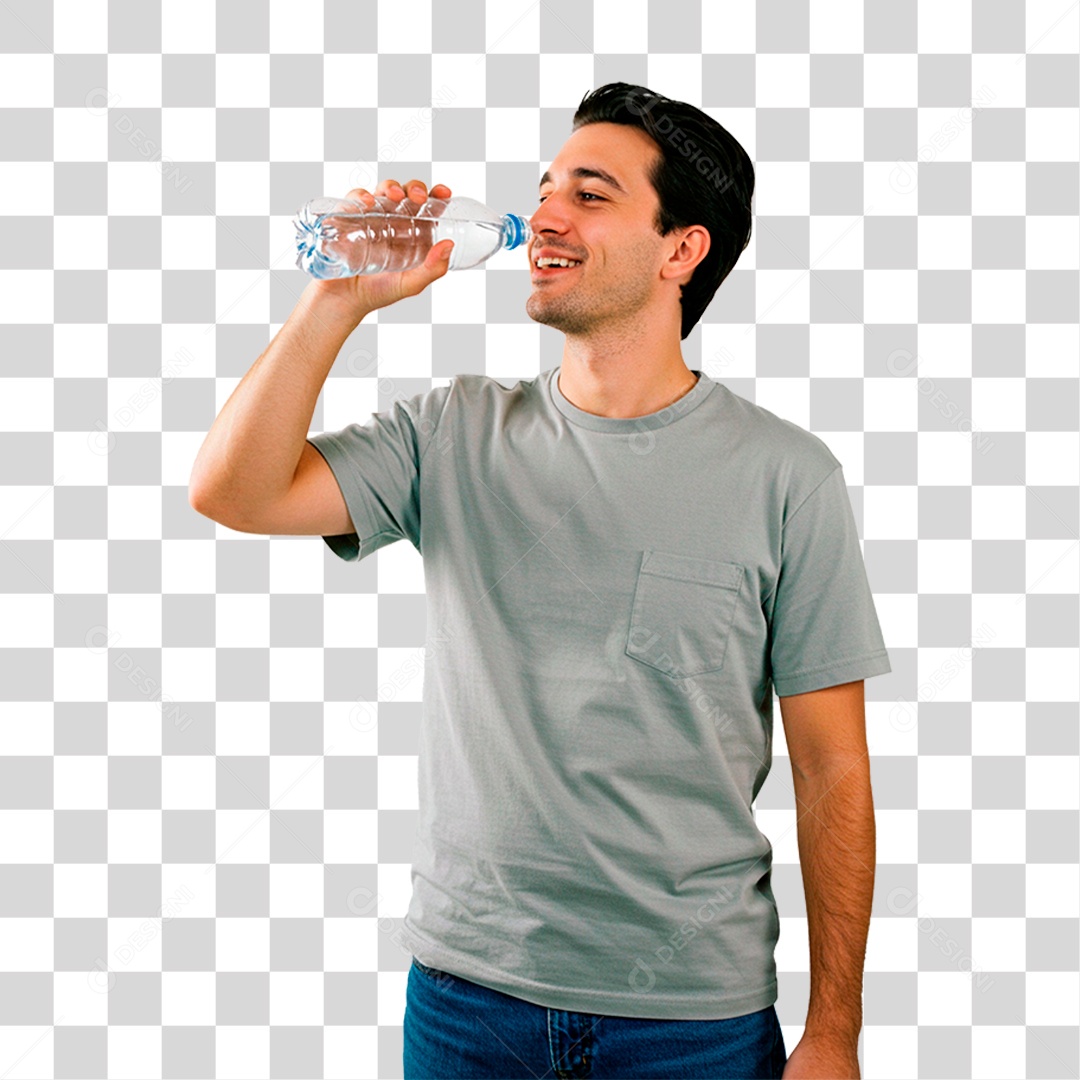 Homem Segurando Garrafa PNG Transparente
