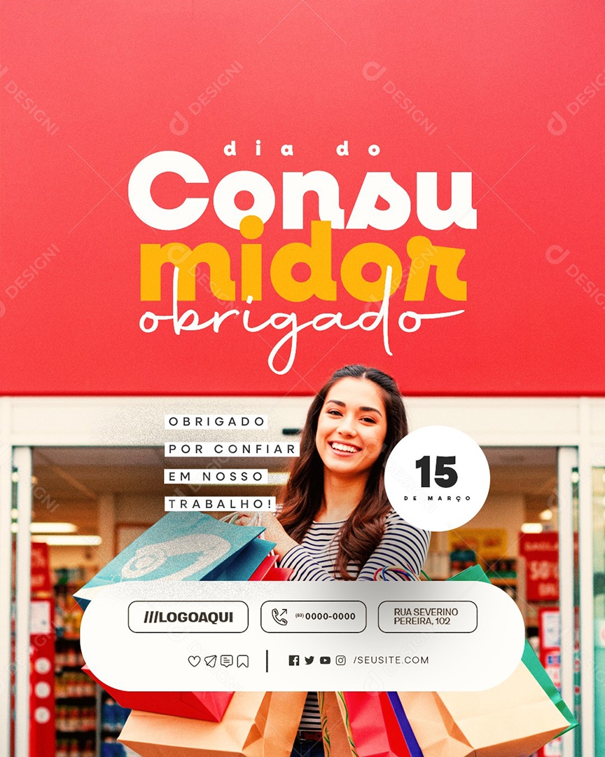 Dia do Consumidor 15 de Março Obrigado Social Media PSD Editável
