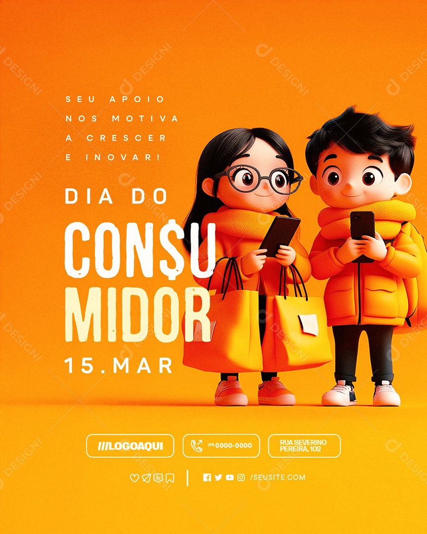 Dia do Consumidor 15 de Março Crescer e Inovar Social Media PSD Editável