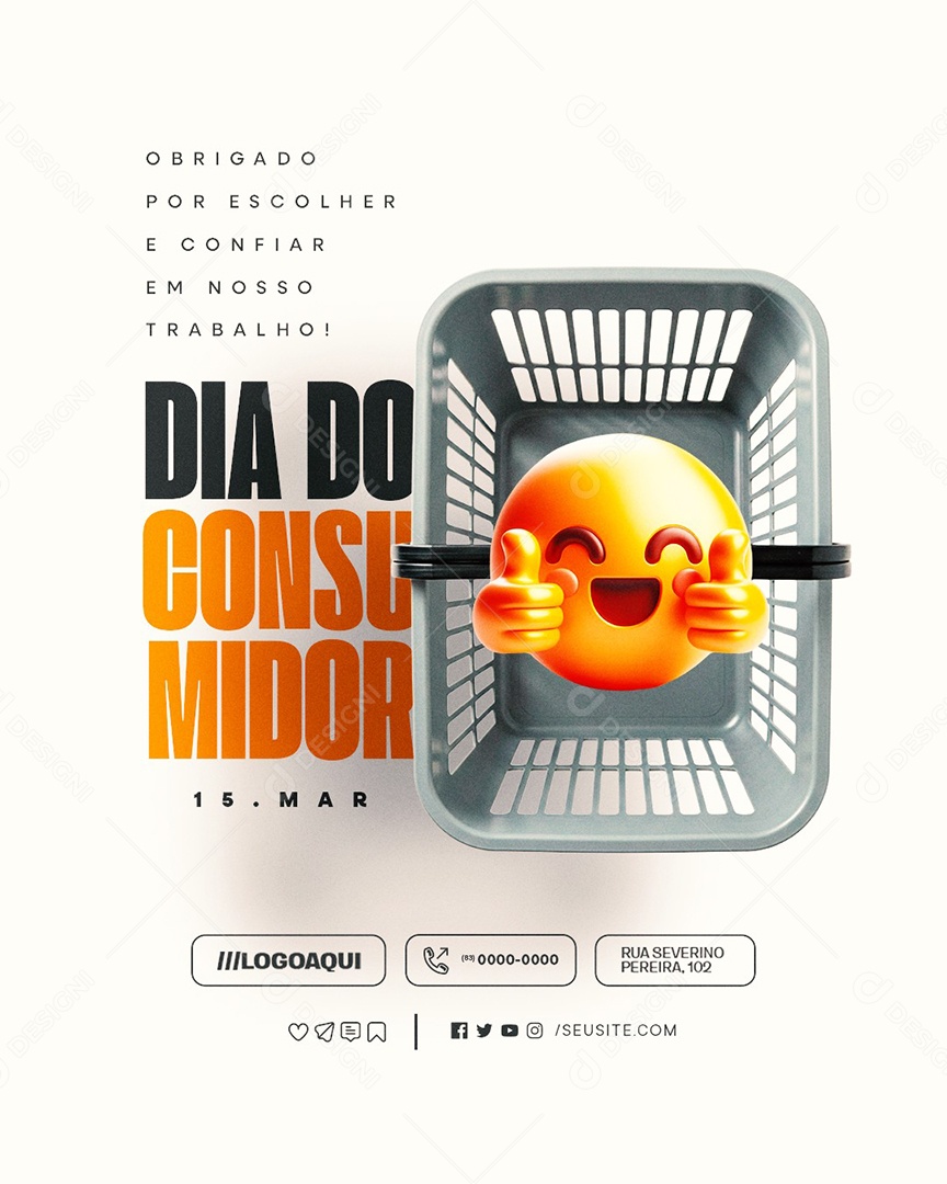 Social Media Dia do Consumidor 15 de Março Obrigado PSD Editável