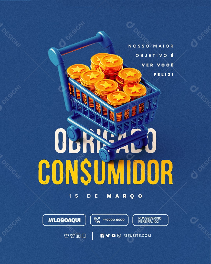 Dia do Consumidor 15 de Março Obrigado Social Media PSD Editável