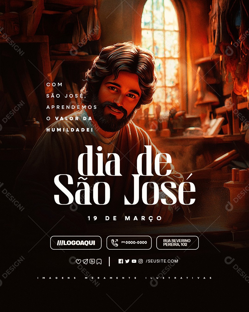 Dia de São José 19 de Março Social Media PSD Editável