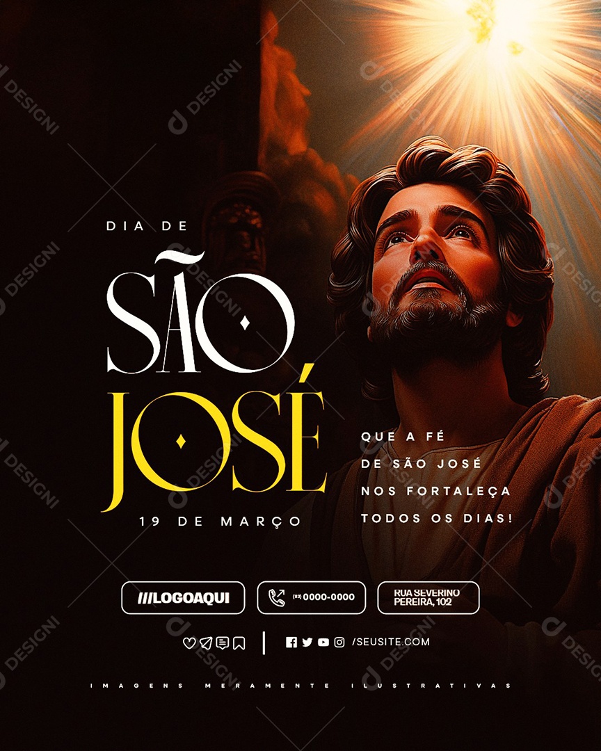 Dia de São José 19 de Março Que a Fé Social Media PSD Editável