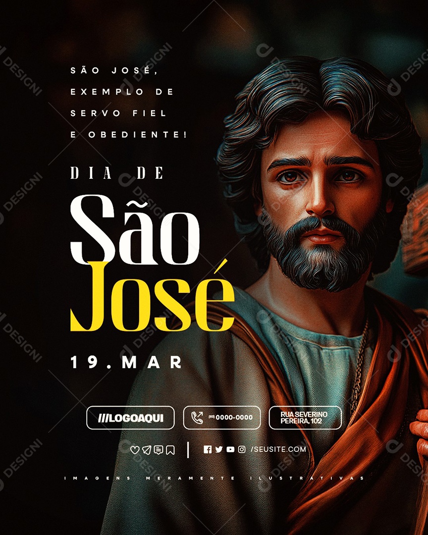Dia de São José 19 de Março Exemplo De Servo Fiel Social Media PSD Editável