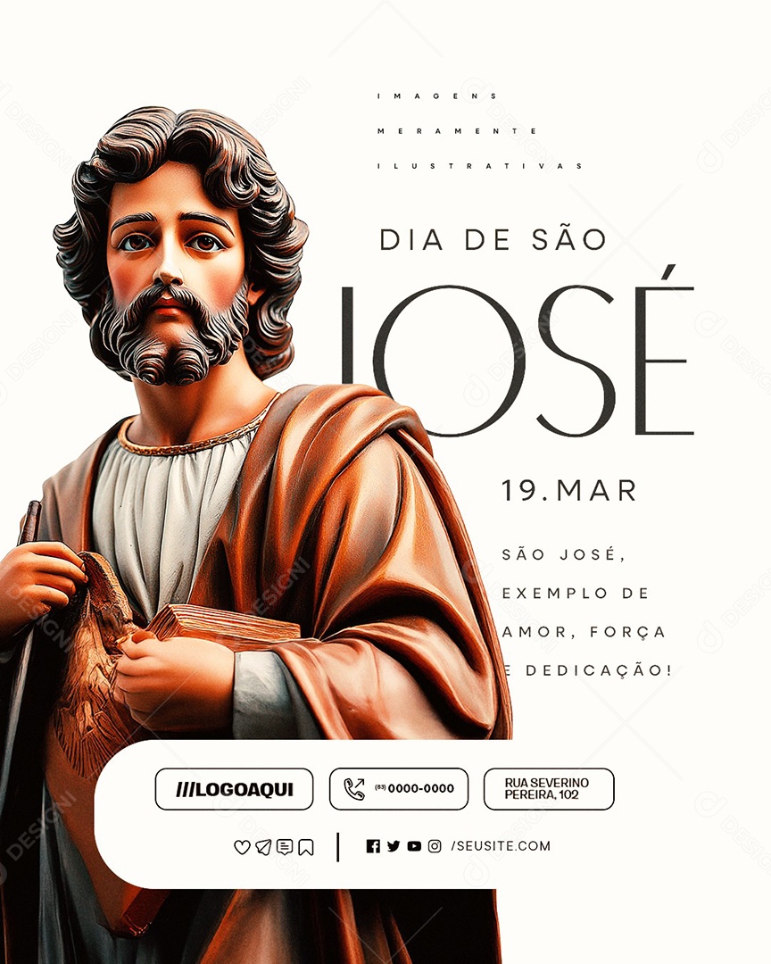 Dia de São José 19 de Março Exemplo de Amor Social Media PSD Editável