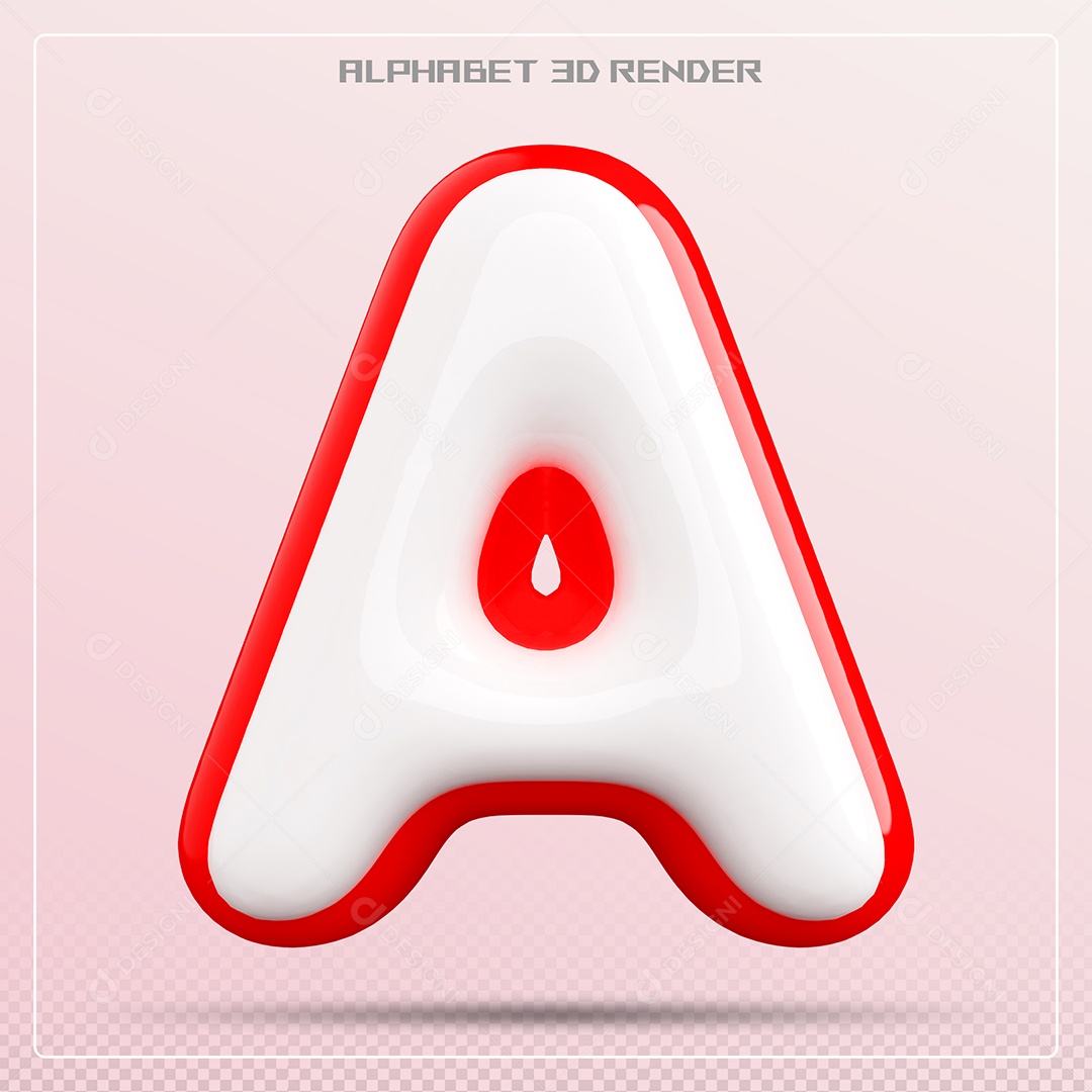 Elemento 3D Letra Z Vermelha e Branco para Composição PSD