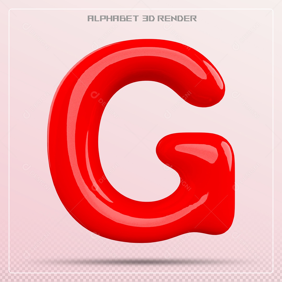 Elemento 3D Letra G Vermelha para Composição PSD