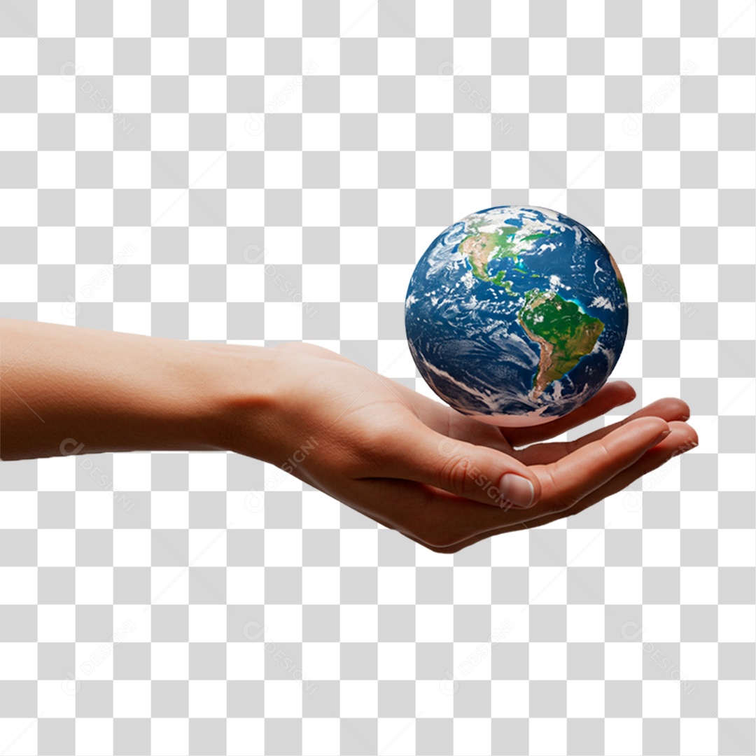 Mão Segurando Globo Terrestre PNG Transparente