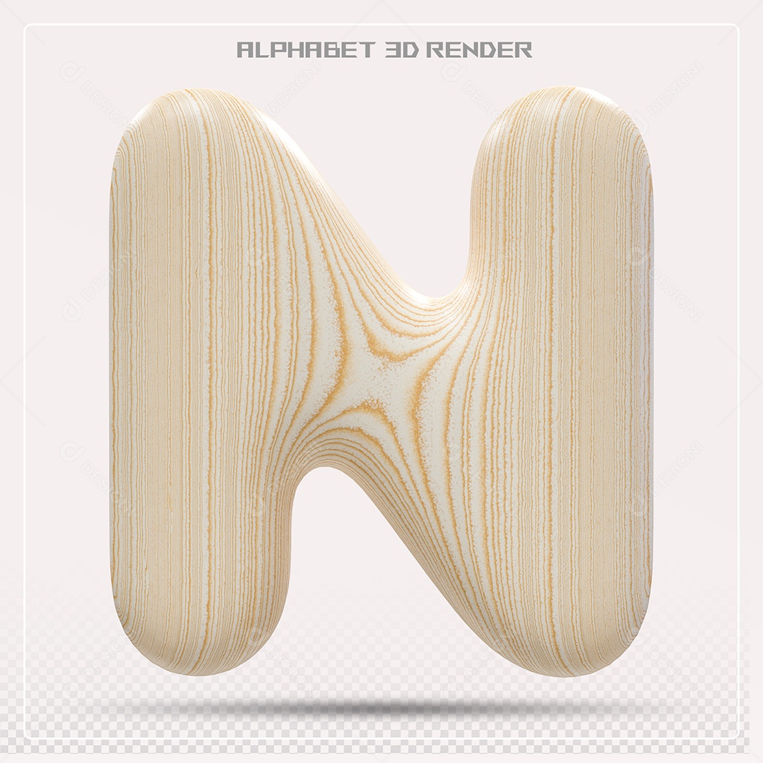 Elemento 3D Letra N Colorida Para Composição PSD