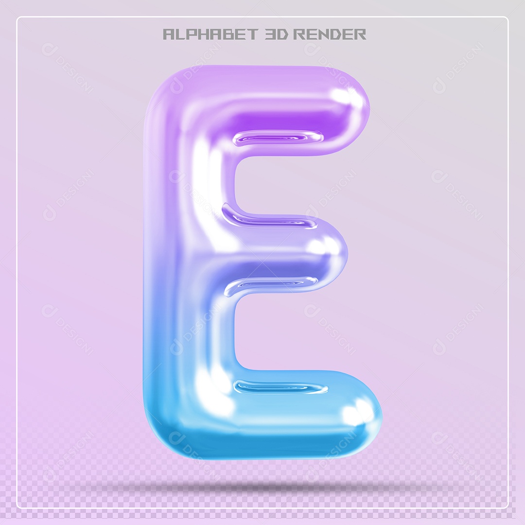 Elemento 3D Letra E Colorida Para Composição PSD