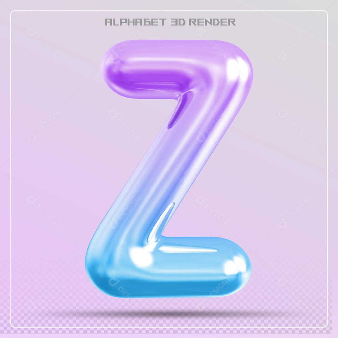 Elemento 3D Letra Z Colorida Para Composição PSD