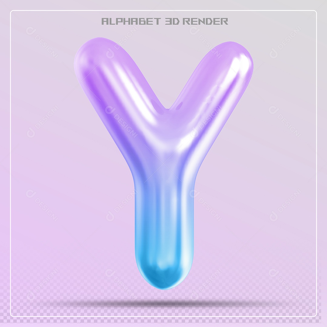 Elemento 3D Letra Y Colorida Para Composição PSD