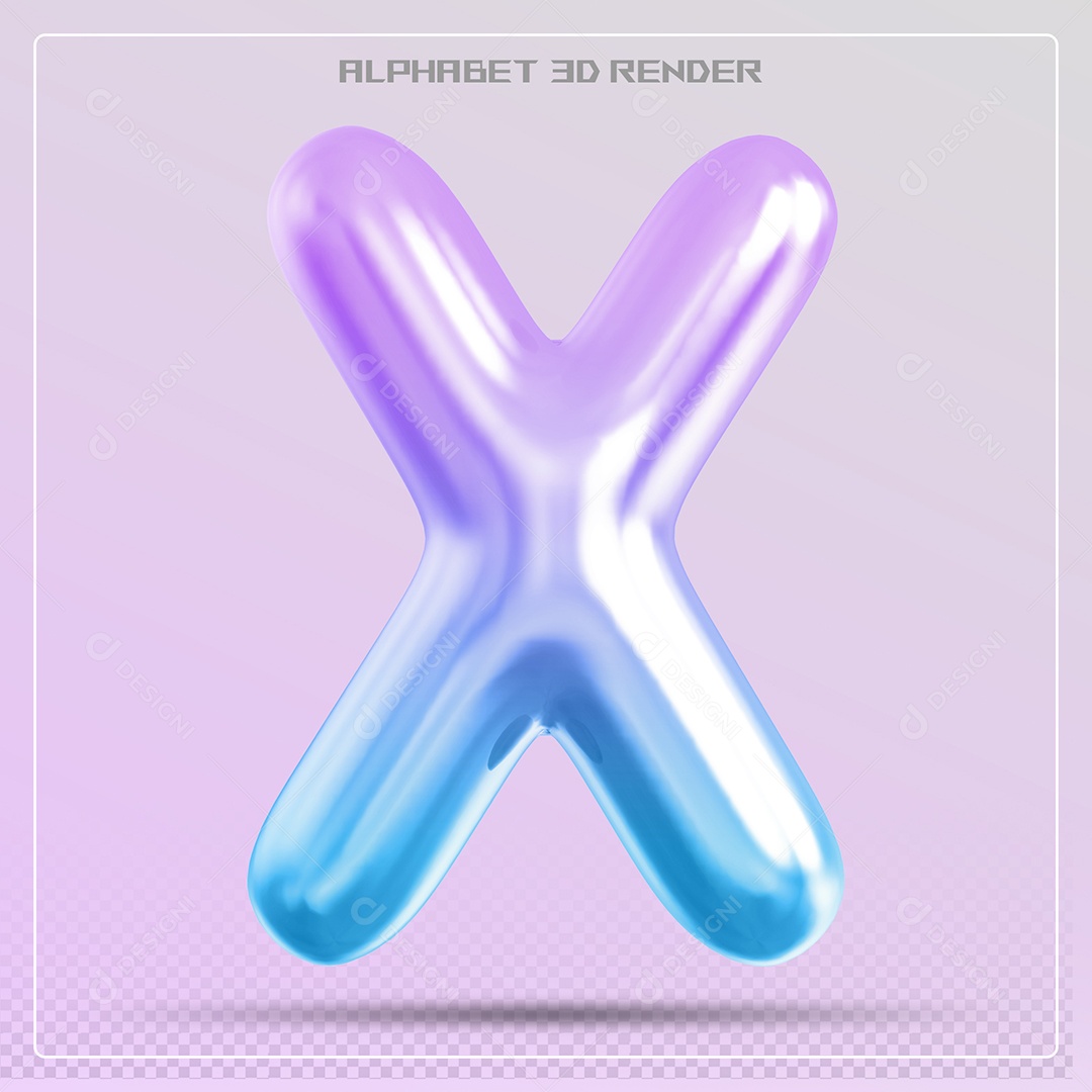 Elemento 3D Letra X Colorida Para Composição PSD