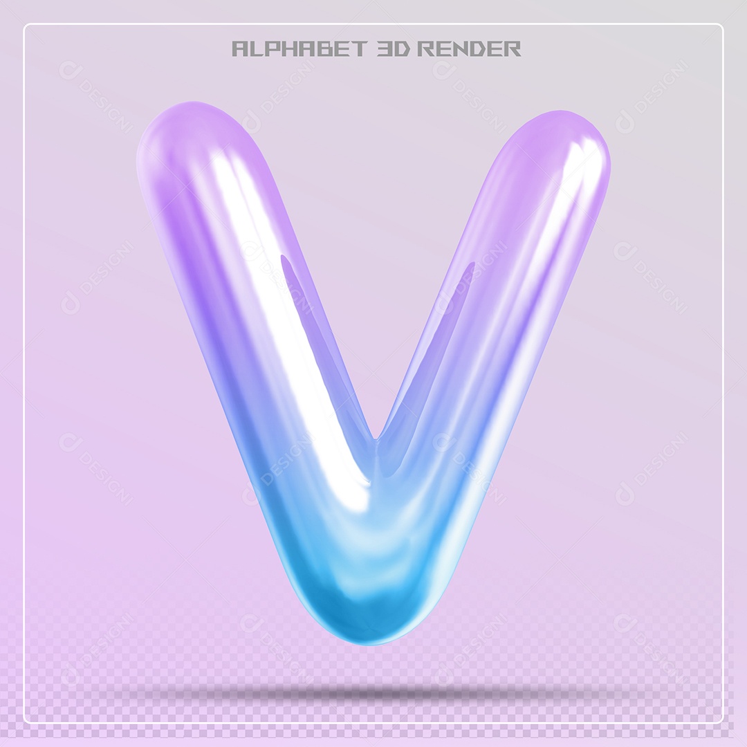 Elemento 3D Letra V Colorida Para Composição PSD