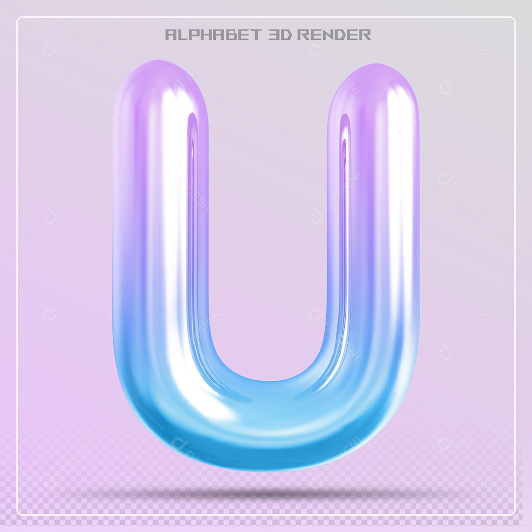 Elemento 3D Letra U Colorida Para Composição PSD
