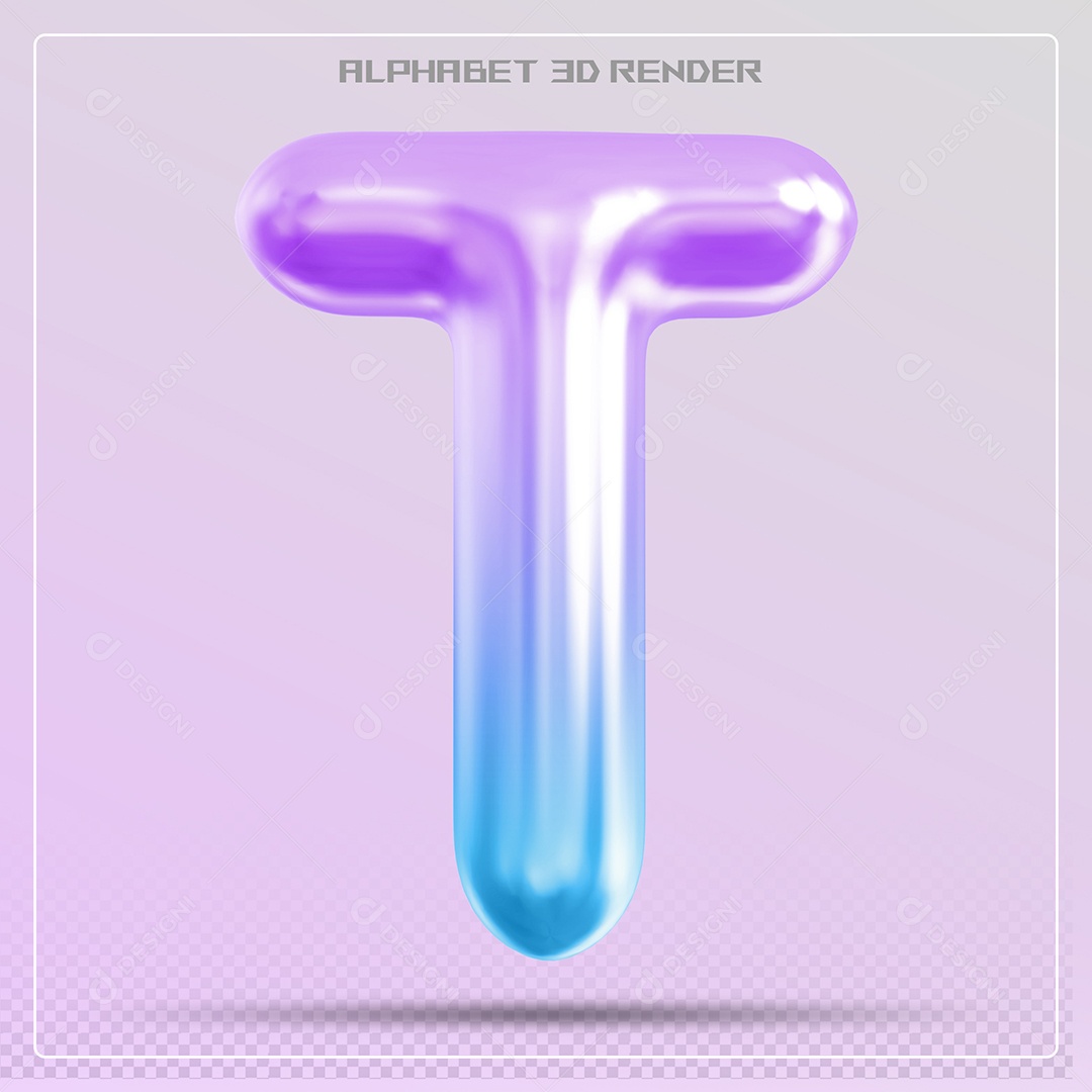 Elemento 3D Letra T Colorida Para Composição PSD