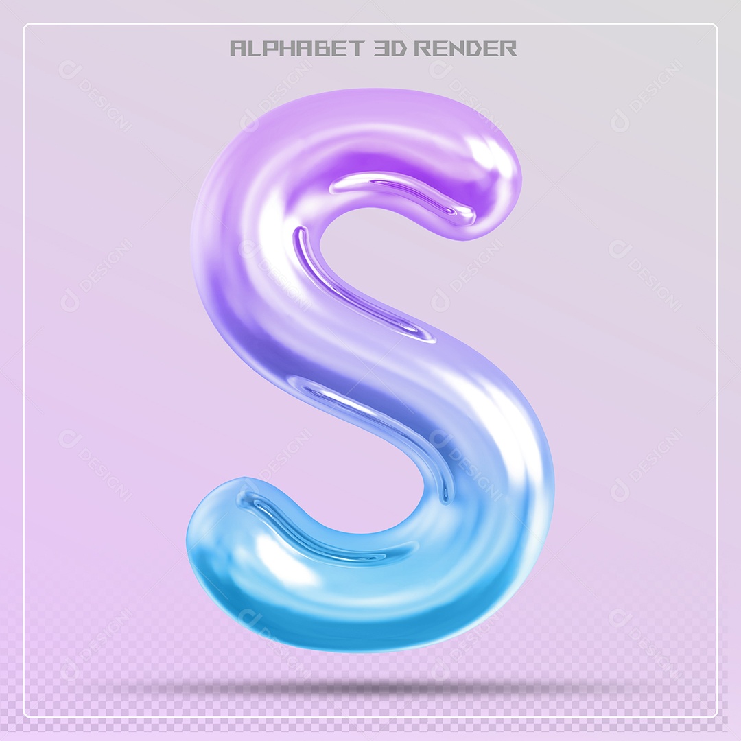 Elemento 3D Letra S Colorida Para Composição PSD