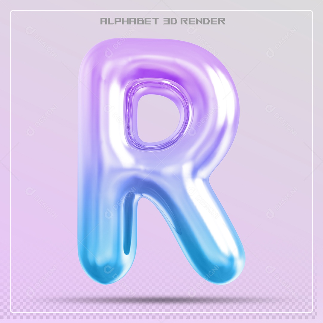 Elemento 3D Letra R Colorida Para Composição PSD