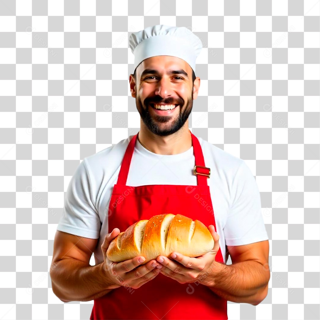Homem Segurando Pão PNG Transparente