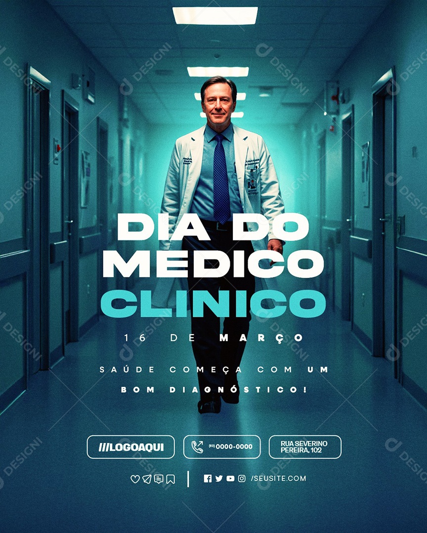 Dia do Médico Clínico 16 de Março Social Media PSD Editável
