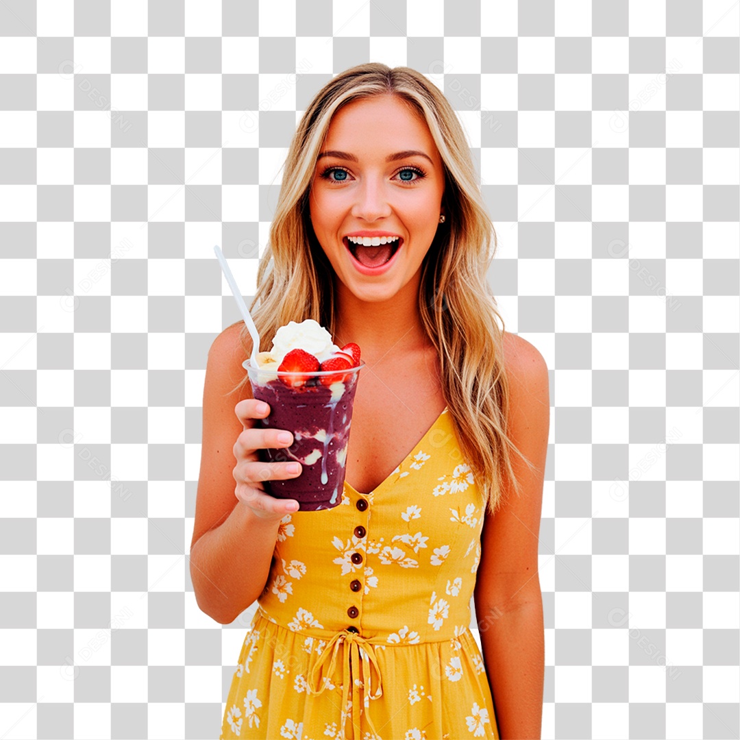 Homem Segurando Copo de Açaí PNG Transparente