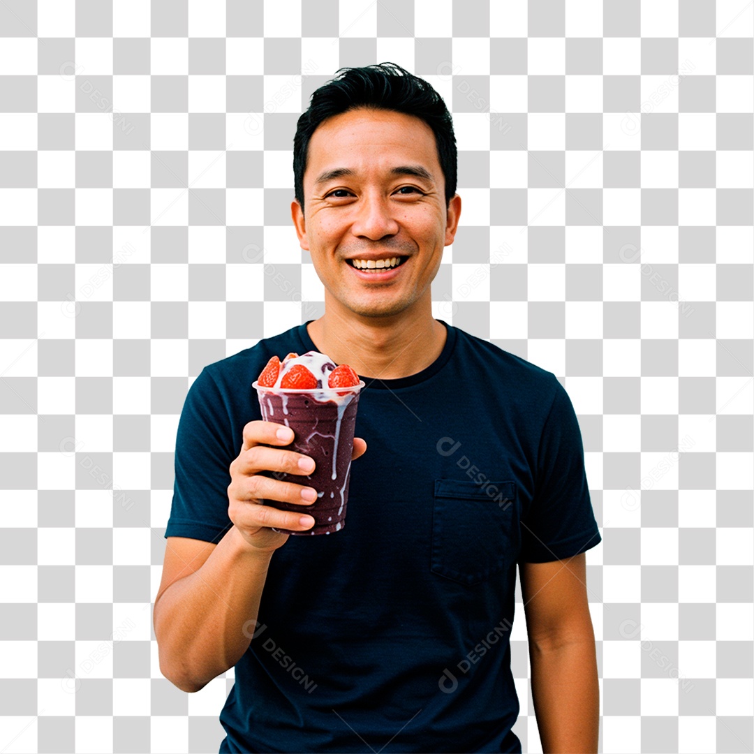 Homem Segurando Copo de Açaí PNG Transparente