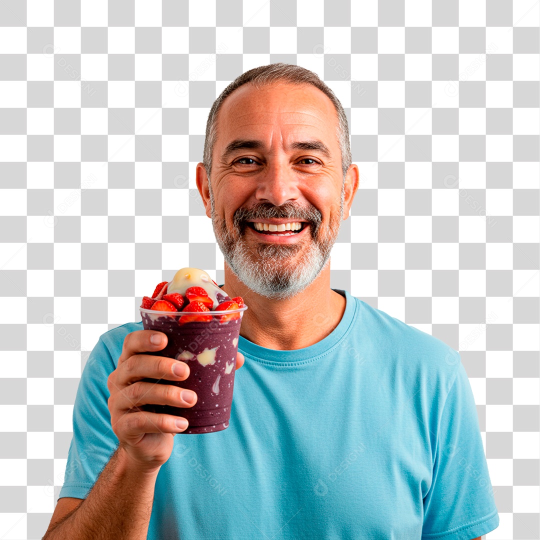 Homem Segurando Copo de Açaí PNG Transparente