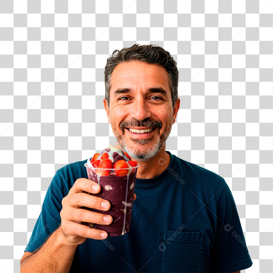Homem Segurando Copo de Açaí PNG Transparente