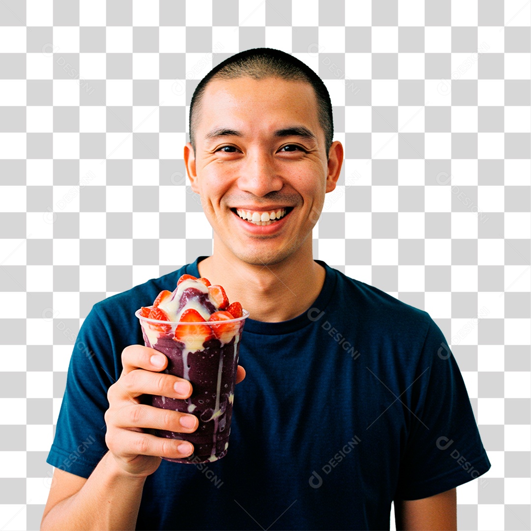 Homem Segurando Copo de Açaí PNG Transparente