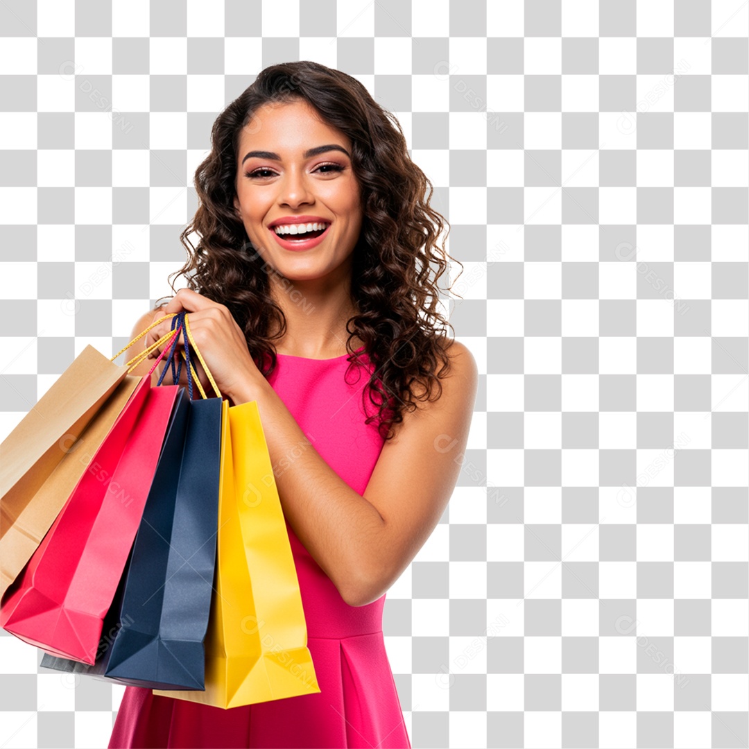 Mulher com Sacolas PNG Transparente
