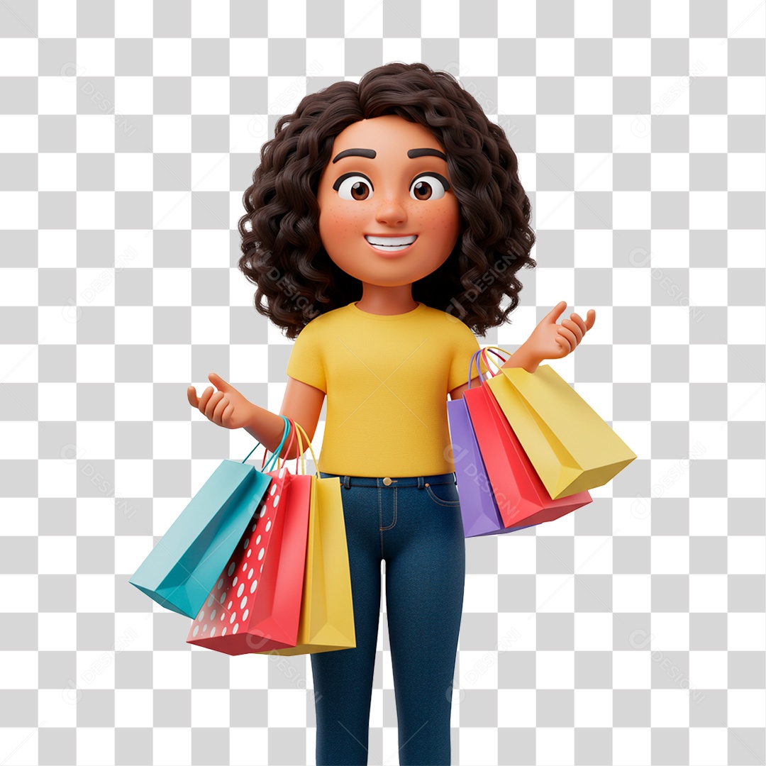 Mulher com Sacolas PNG Transparente