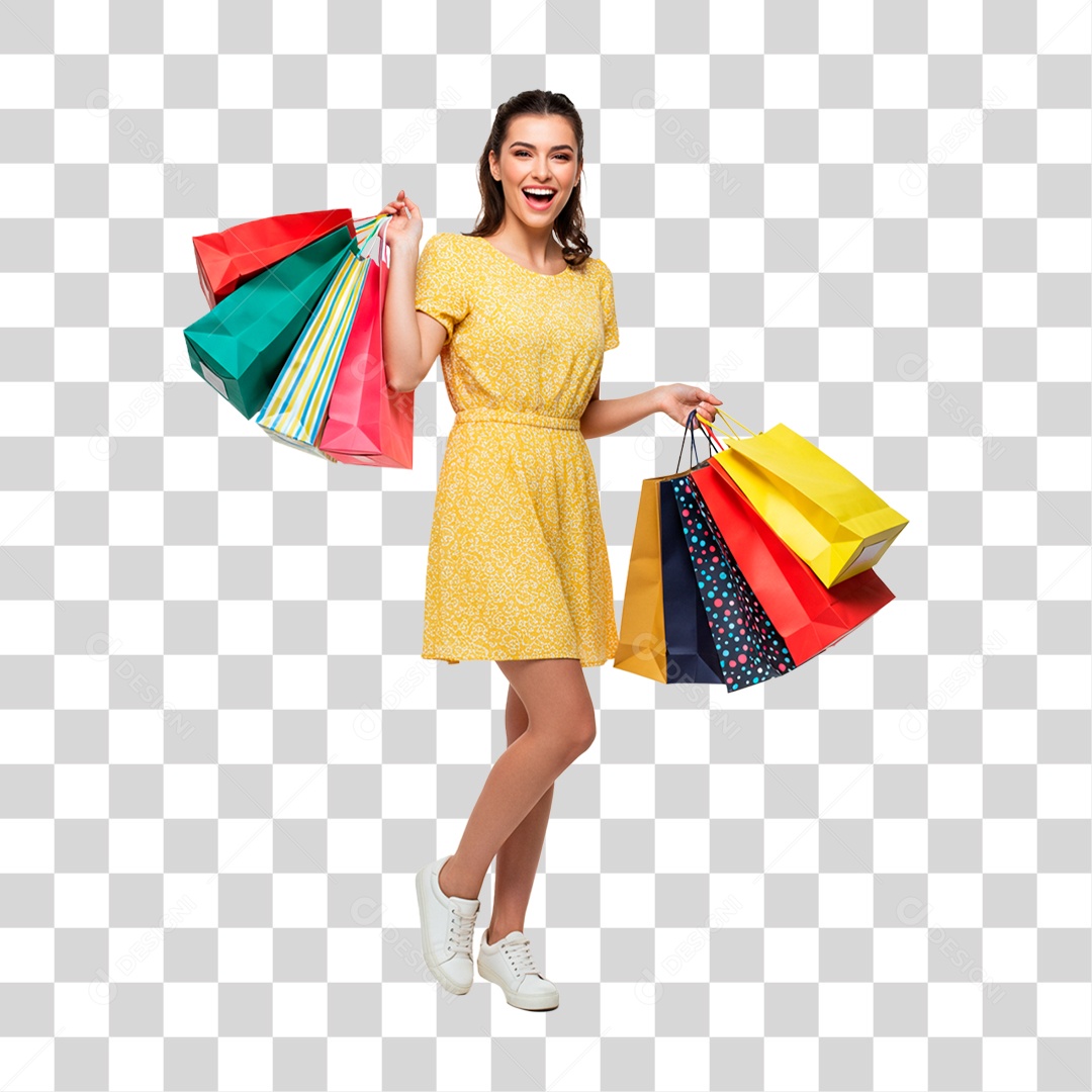 Mulher com Sacolas PNG Transparente