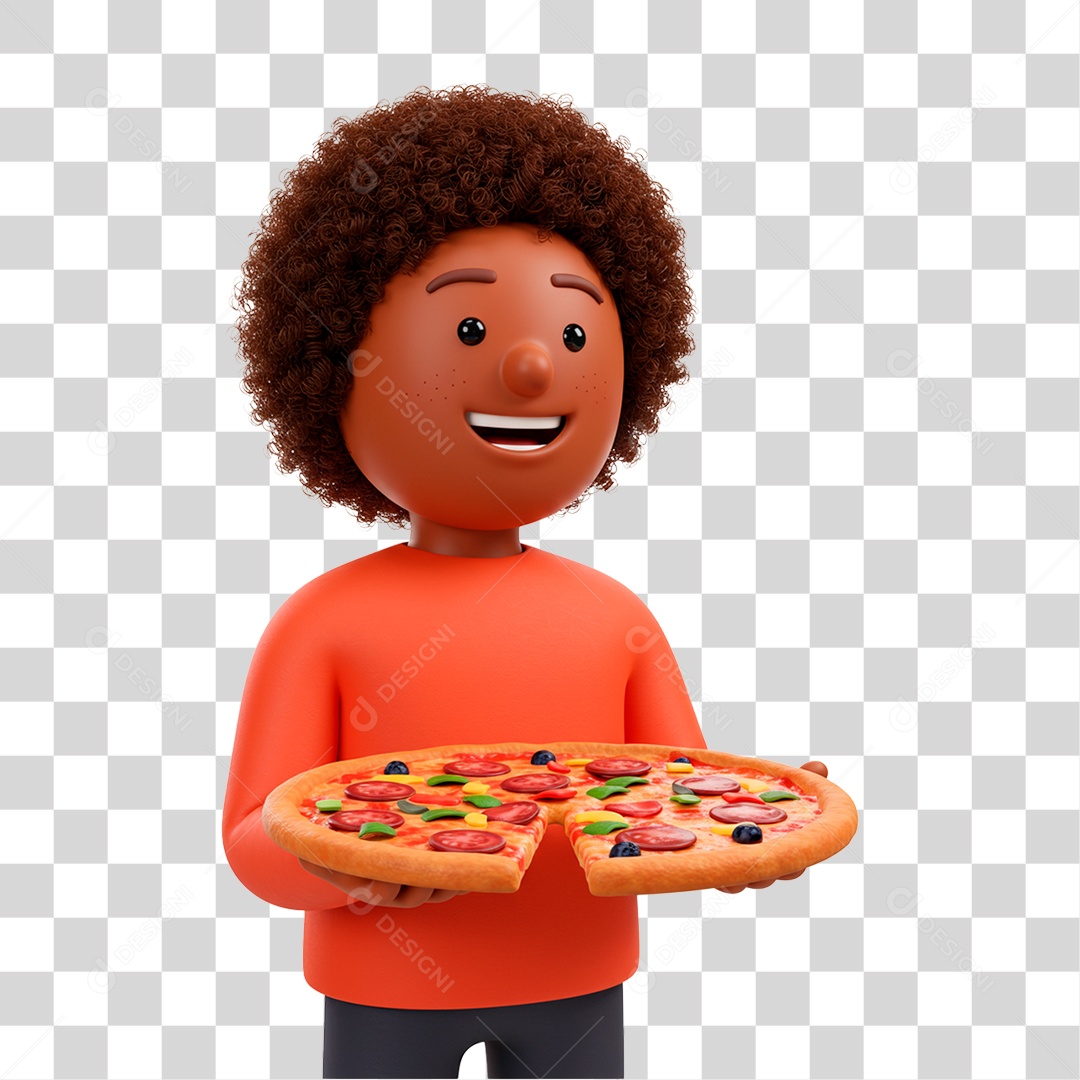 Homem Segurando Pizza PNG Transparente