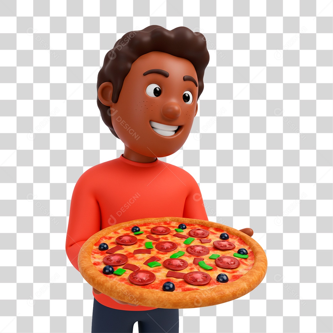 Homem Segurando Pizza PNG Transparente