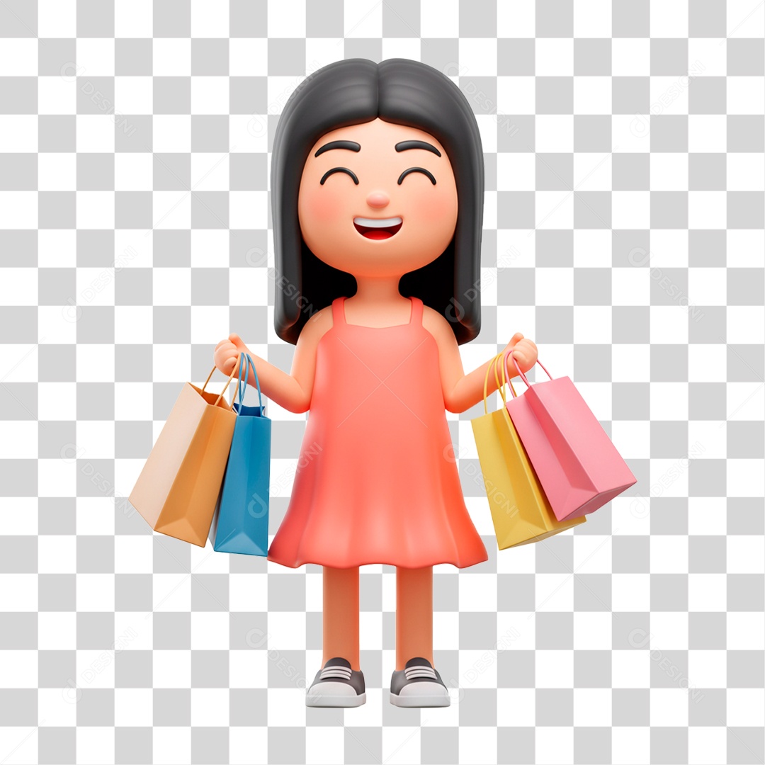 Mulher com Sacolas PNG Transparente