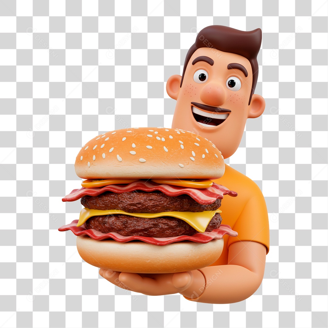 Homem Segurando Lanche PNG Transparente