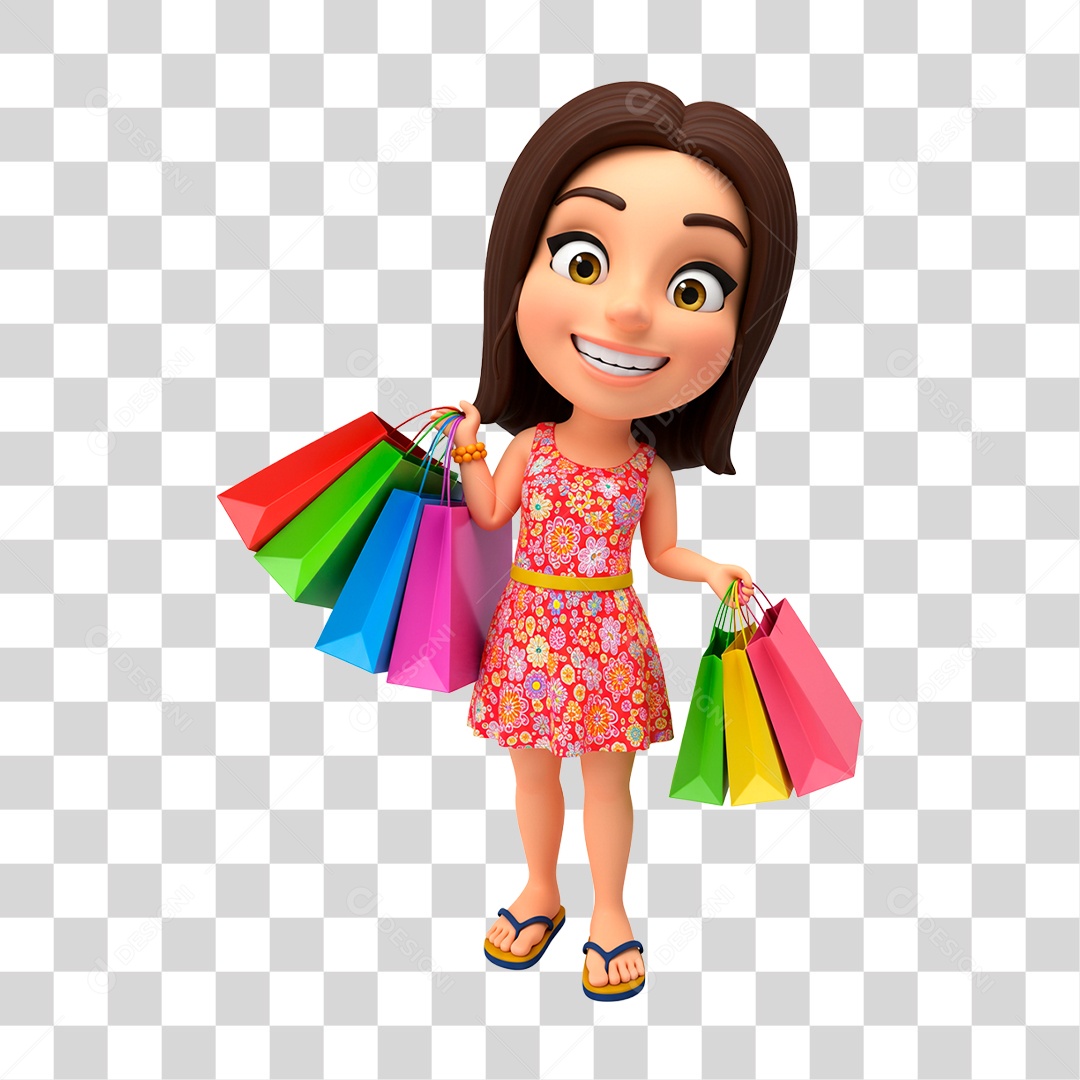 Mulher com Sacolas PNG Transparente