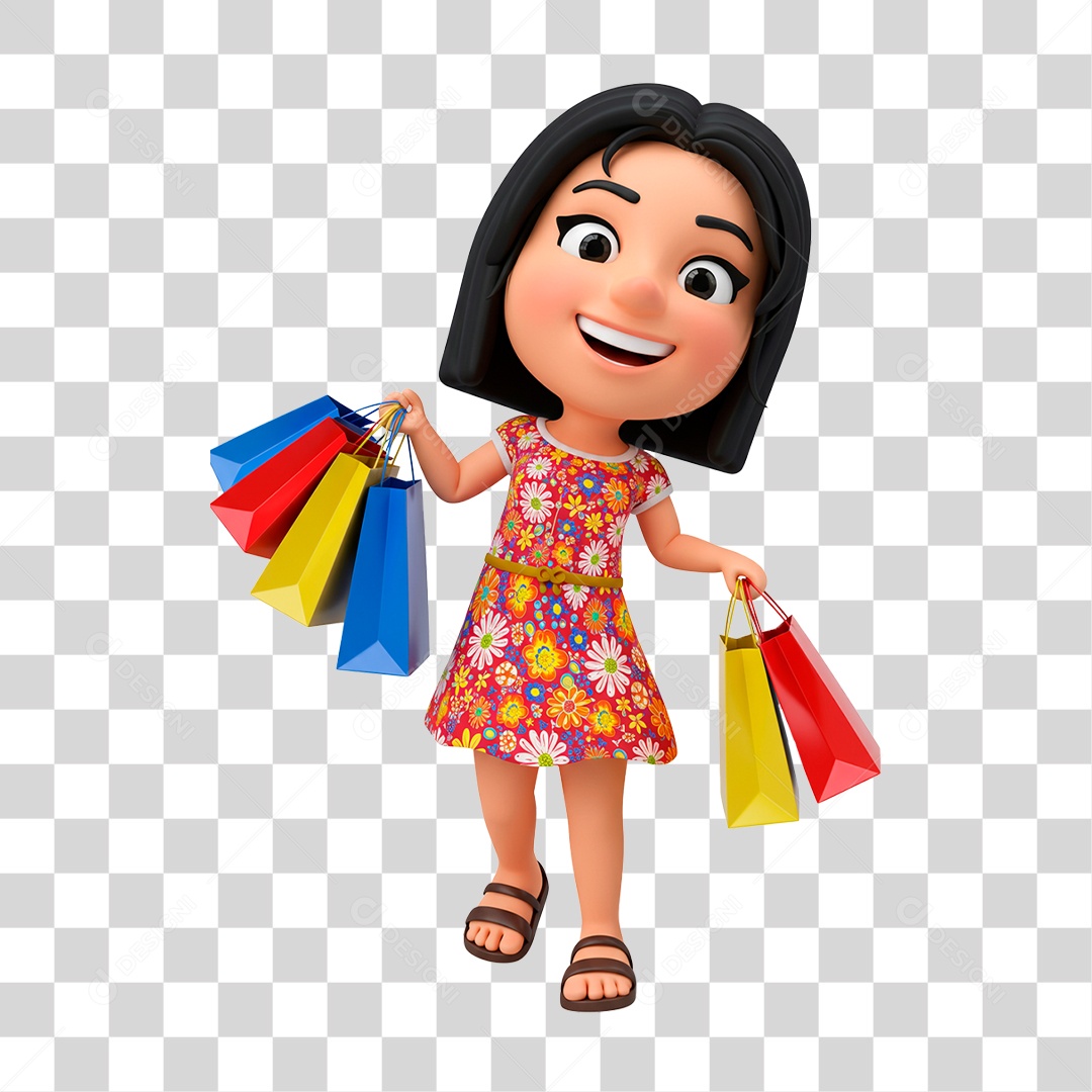 Mulher com Sacolas PNG Transparente