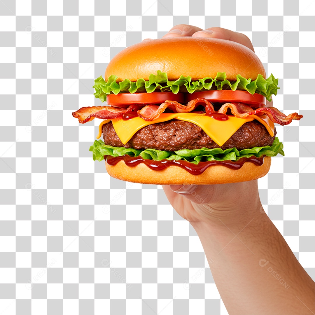 Mão Segurando Lanche PNG Transparente