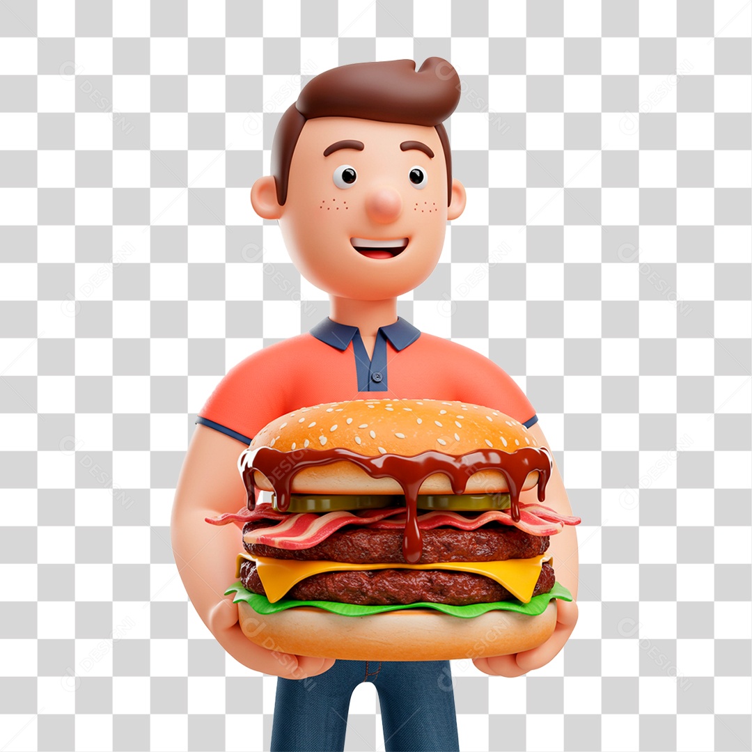 Homem Segurando Lanche PNG Transparente