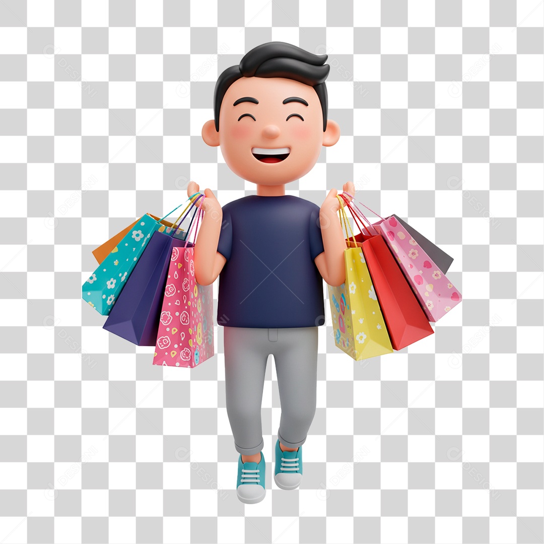 Homem com SacolasPNG Transparente