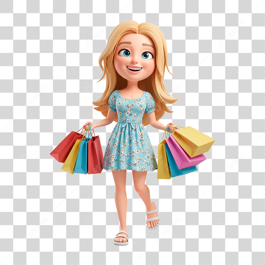 Mulher com Sacolas PNG Transparente