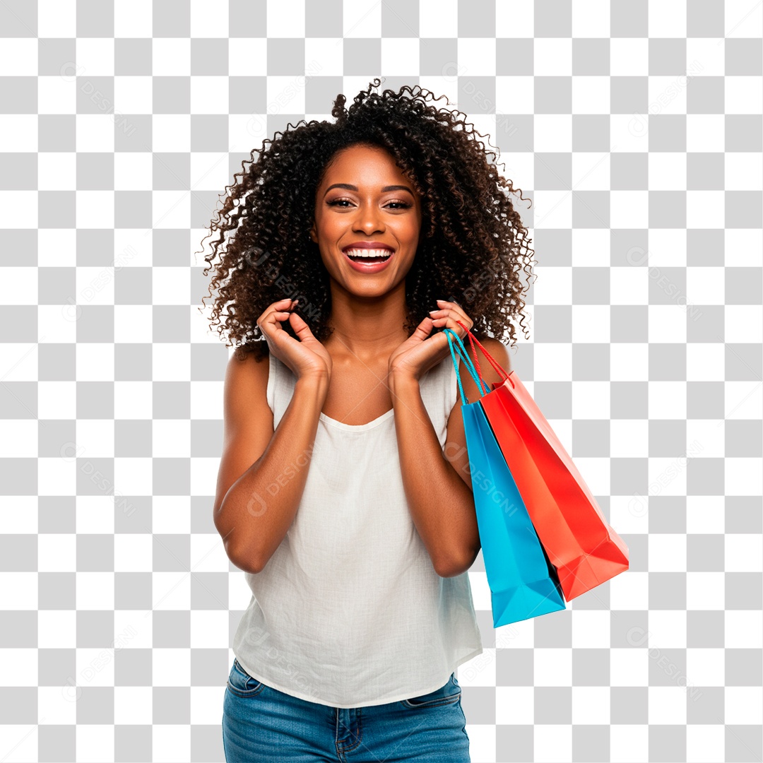 Mulher com Sacolas PNG Transparente