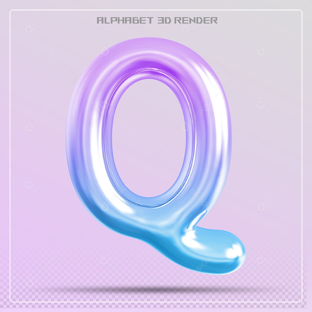 Elemento 3D Letra Q Colorida Para Composição PSD